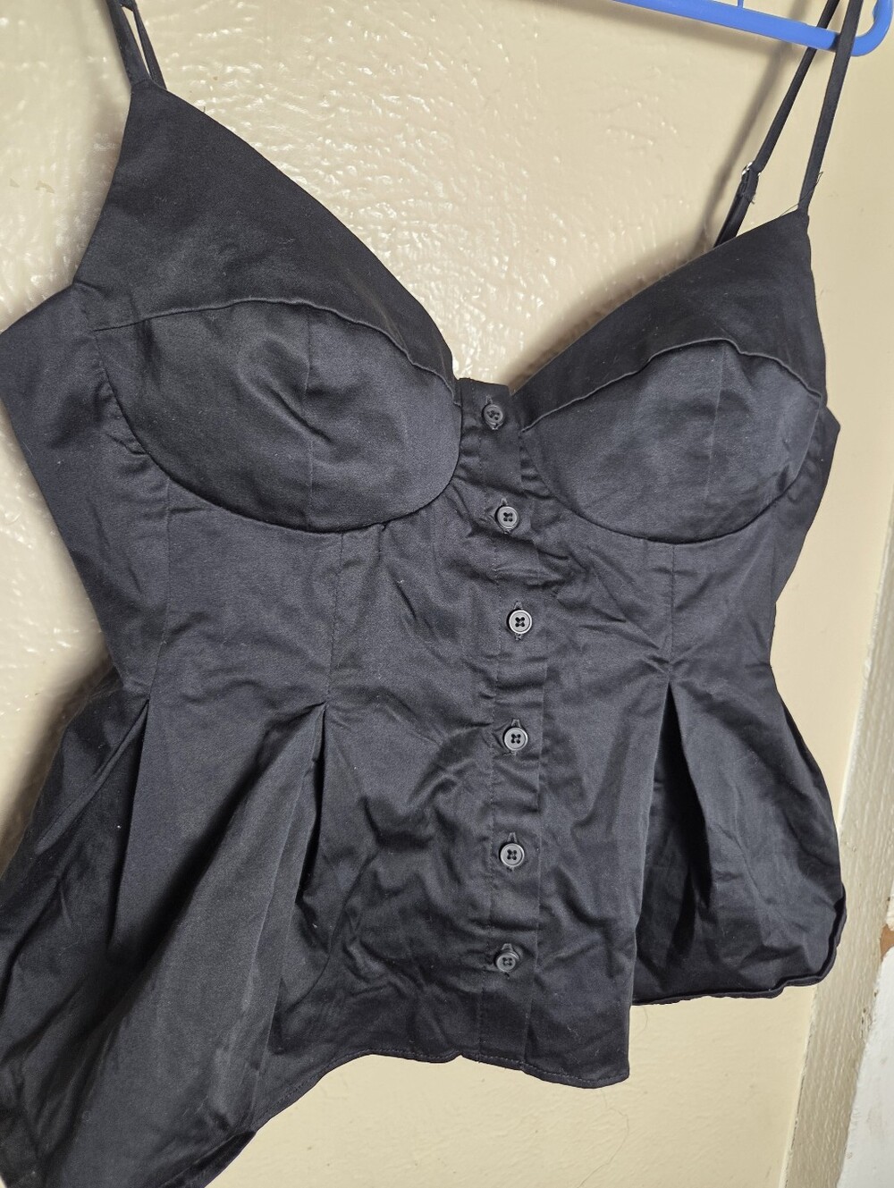 Zara Black Top Sleeveless Cropped Medium Party Nightout Womens